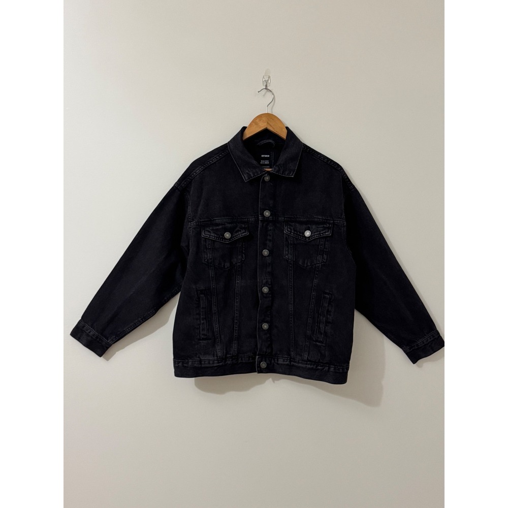 Cotton On Black Denim Trucker Jacket Oversized Relaxed Fit Women's US 6 - Picture 5 of 14